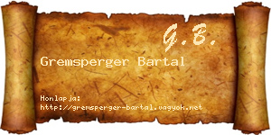 Gremsperger Bartal névjegykártya